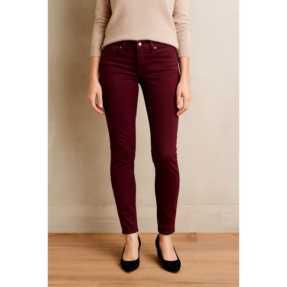 TORY BURCH Women's Super Skinny Jeans Size 29 Burgundy Wine Red Designer Denim